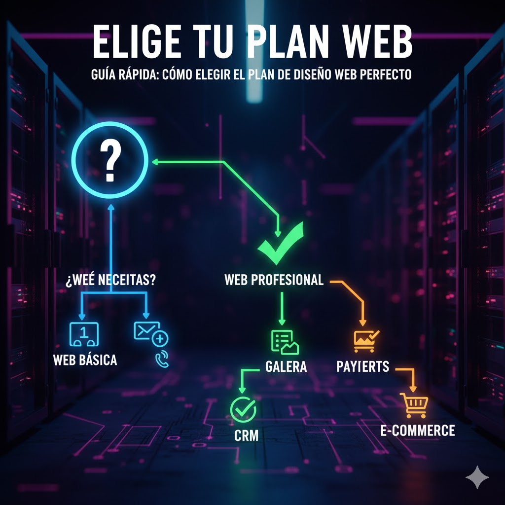 Diagrama de decisión para elegir plan web